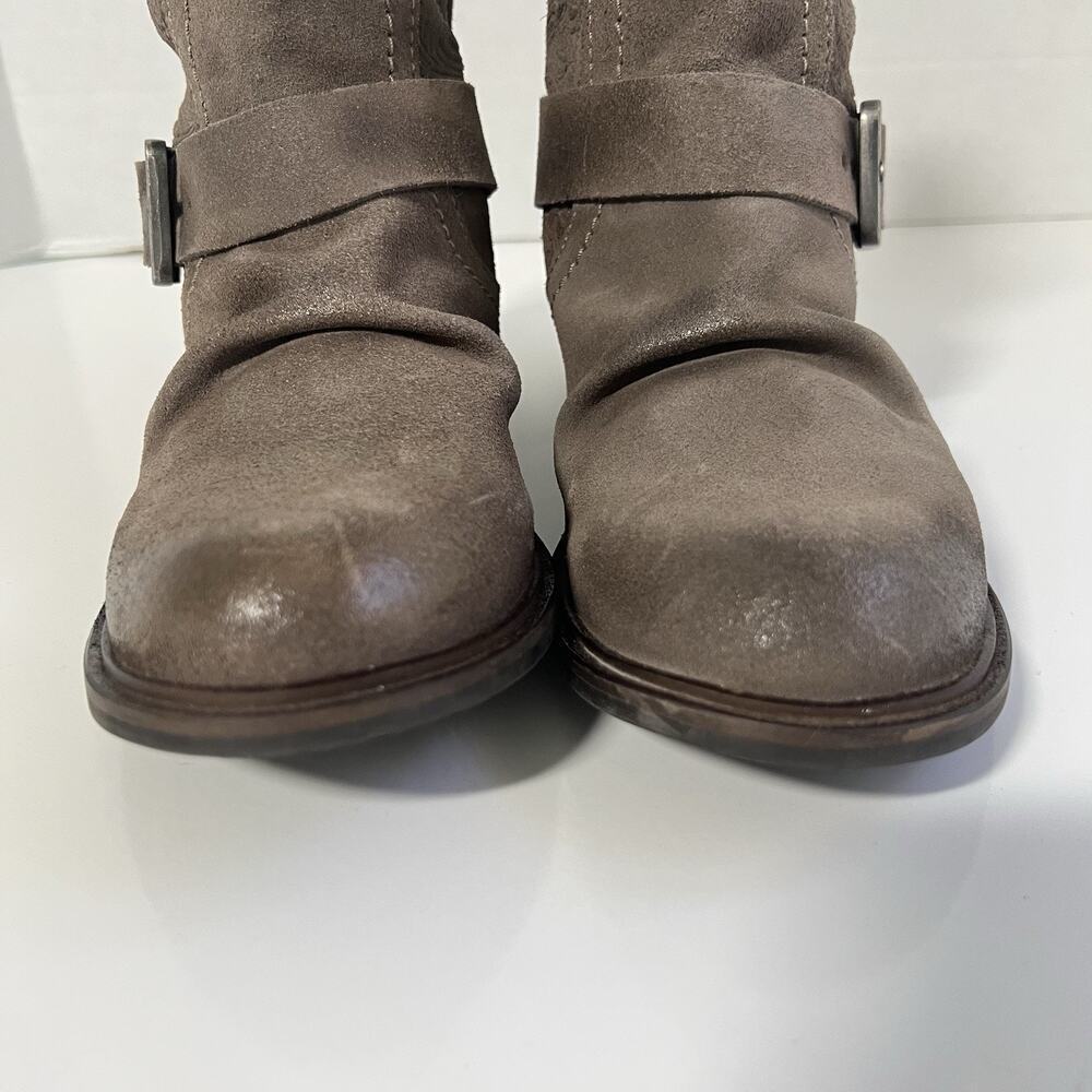 Miz Mooz New York Draper Boots 37 Leather Taupe Brown Biker Made Spain - Picture 5 of 12